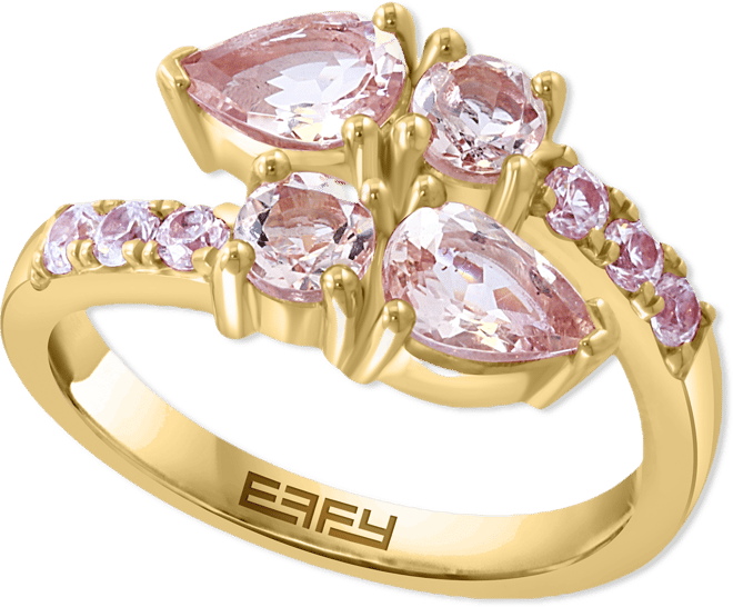 Effy Morganite (1-3/4 ct. t.w.) & Zircon (3/8 ct. t.w.) Bypass Ring in 14k Gold over Silver