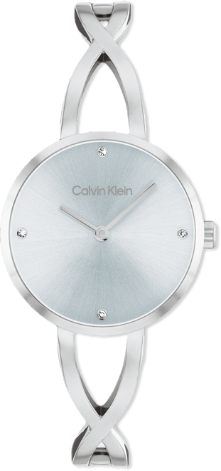 Women's Sculpted Embrace Silver Tone Stainless Steel Bracelet Watch, 28mm