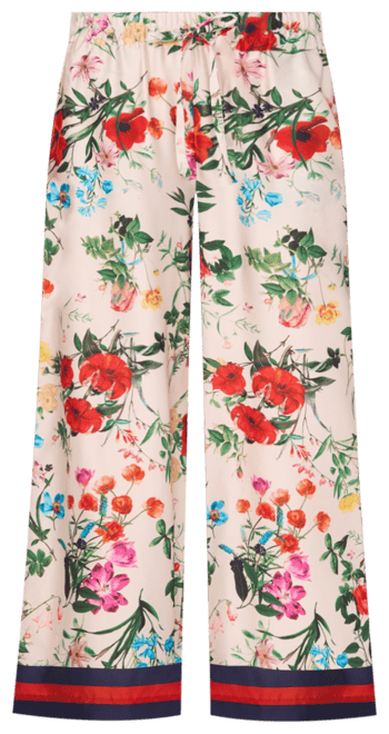 Women's Floral-Print Drawstring Wide-Leg Pants