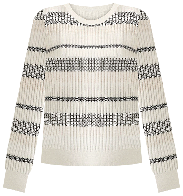 Klume Merino Blend Rib Knit in Ivory Stripe
