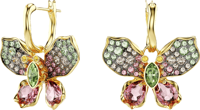 Idyllia Mixed Metal Finish Butterfly Drop Earrings