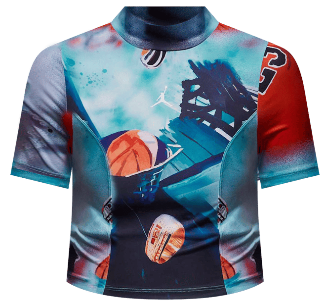 ジョーダン ウィメンズ プリント ショートスリーブ ニット クロップ トップ