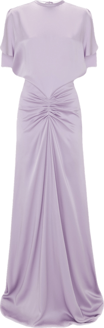 Gathered Waist Floor-Length Dress In Petunia