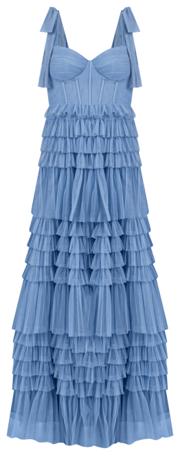 Juniors' Corset Ruffled Gown
