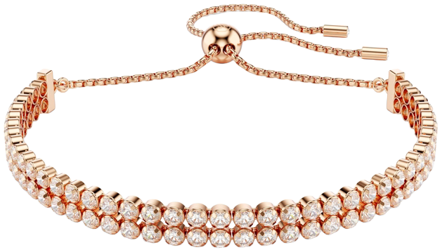 Matrix Round Cut White Rose Gold-Tone Plated Tennis Bracelet