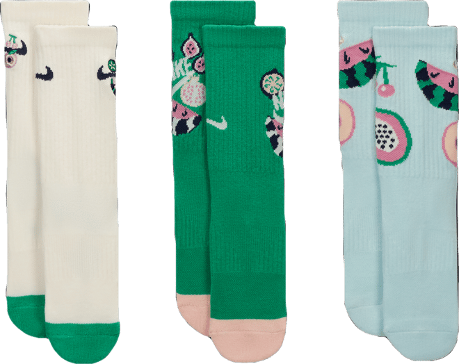 Nike Everyday Plus Big Kids' Cushioned Crew Sock (3 Pair)