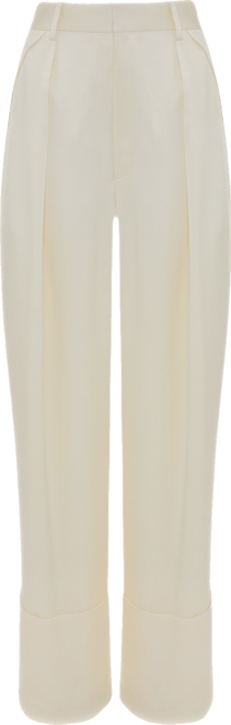 Wide Leg Turn-Up Trouser In Ivory