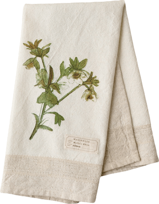 Magnolia Molly's White Garden Tea Towel