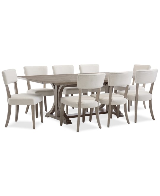 Sadie 9-Pc. Rectangular Dining Set (Table & 8 Upholstered Side Chairs), Created for Macy's