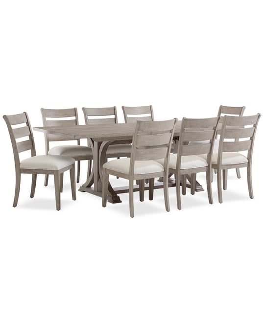 Sadie 9-Pc. Rectangular Dining Set (Table & 8 Ladder Back Chairs), Created for Macy's