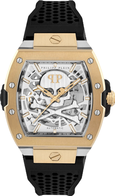 Men's Automatic The Skeleton 2.0 Black Silicone Strap Watch 44mm