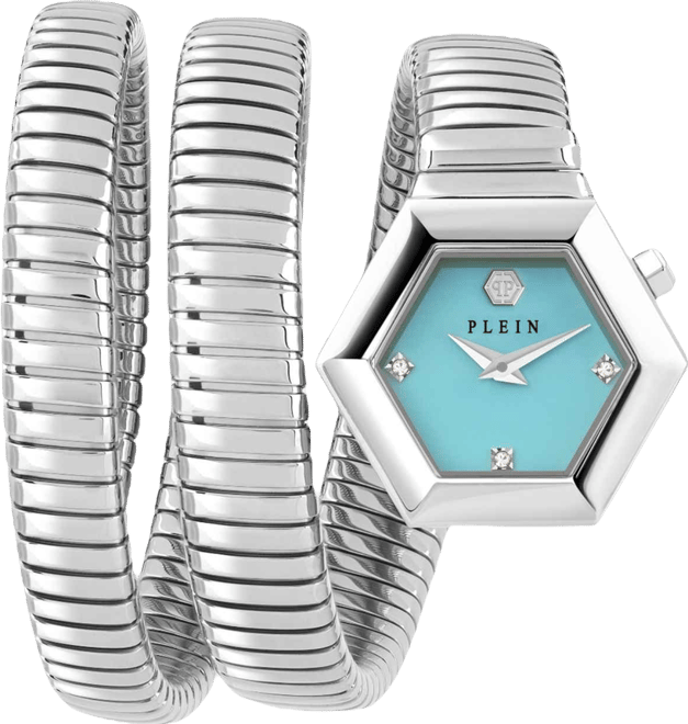 Women's Snake Hexagon Stainless Steel Wrap Bracelet Watch 28mm