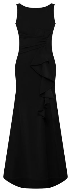 Betsy & Adam Petite Ruffled Boat-Neck Gown