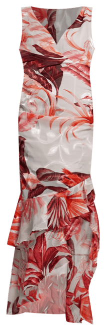 Women's Ava Printed Mesh Ruffled Maxi Dress