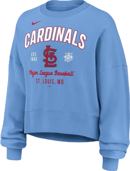 Women's Light Blue St. Louis Cardinals Oversized Long Sleeve Cropped Pullover Sweatshirt