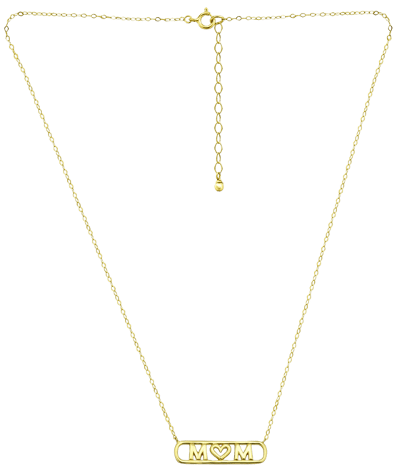 Mom Heart Pendant Necklace in 18k Gold-Plated Sterling Silver (also in Sterling Silver), 16" + 2" extender, Exclusively at Macy's