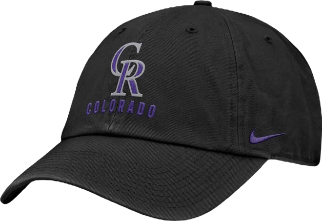 Women's Black Colorado Rockies Club Adjustable Hat