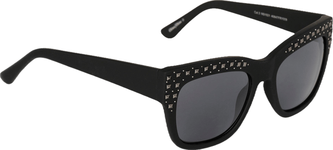 FRYE & CO Womens Black Matte Crystal Rectangle Sunglasses