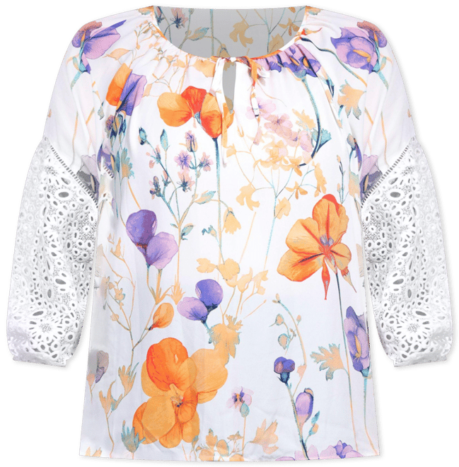 Zac and Rachel Plus 3/4 Sleeve Lace Trim Top