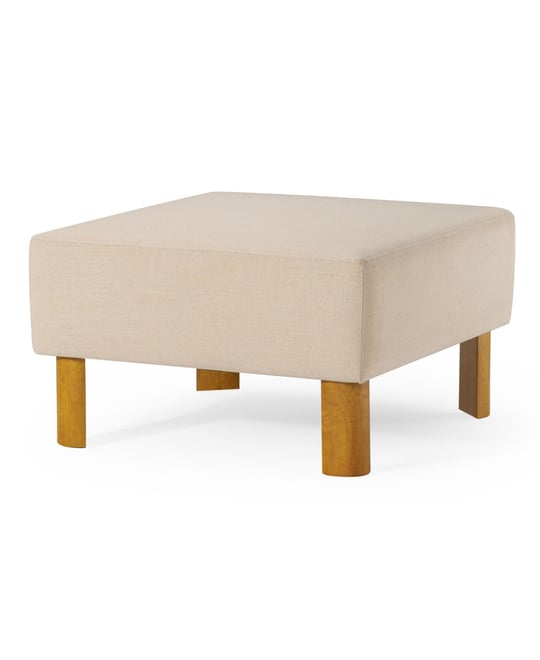 Lena Contemporary Upholstered Ottoman w/ Refined Natural Wood Finish