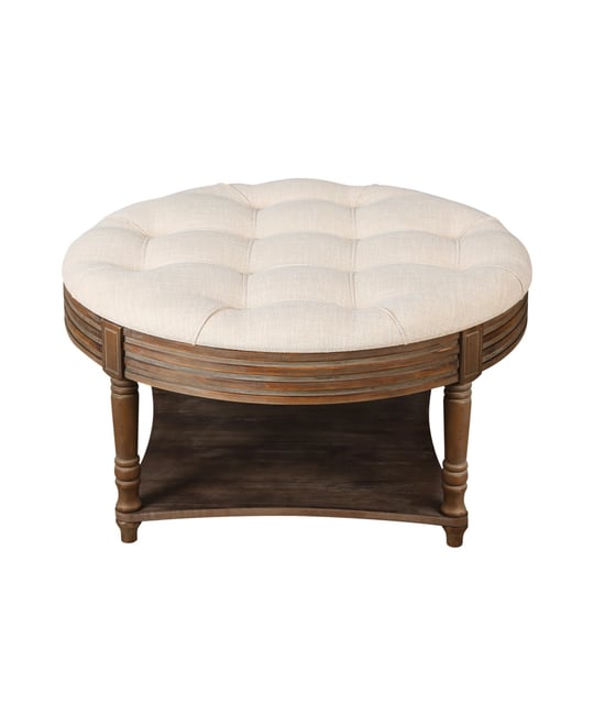 Streamdale 2-Tier Round Waterproof Ottoman Coffee Table with Storage