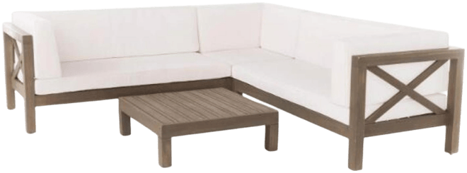 Streamdale Acacia Wood Outdoor Sectional Sofa Set with Coffee Table