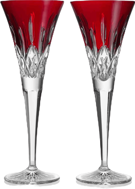 Lismore Red Toasting Flute, Set of 2