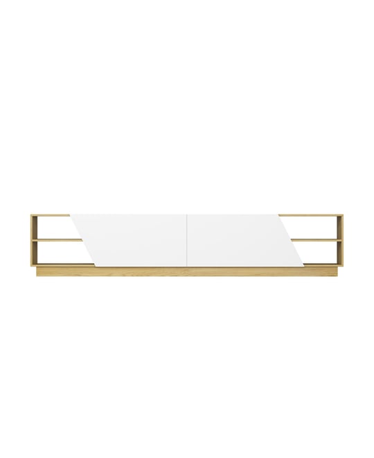 2-door Tv stand, white wood entertainment center, art design media console