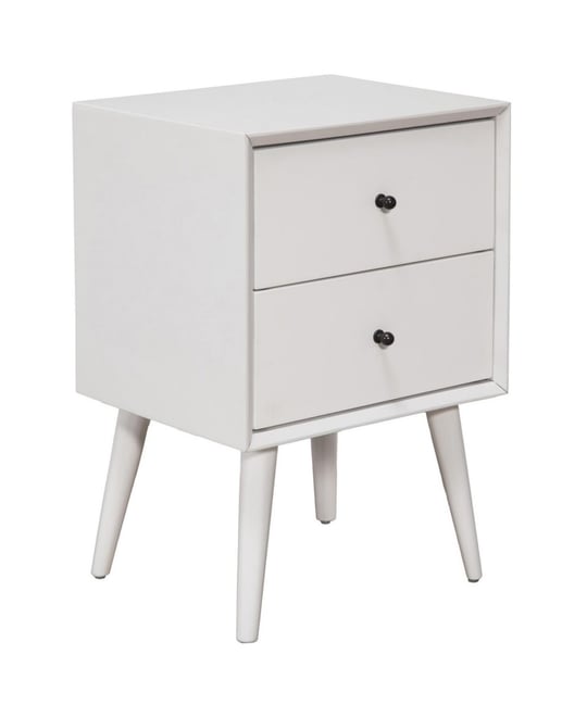 Mid-Century Modern Wood Nightstand with 2 Drawers for Bedroom Storage