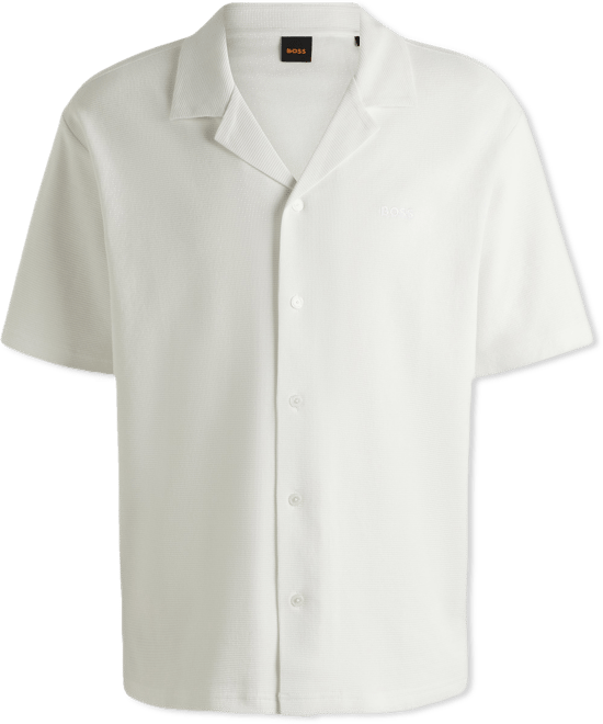 Boss by  Men's Waffle Cotton Relaxed-Fit Shirt