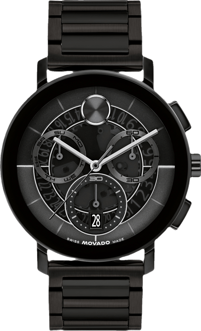 Men's Bold Evolution 2.0 Swiss Quartz Chrono Ionic Plated Black Steel Watch, 42mm