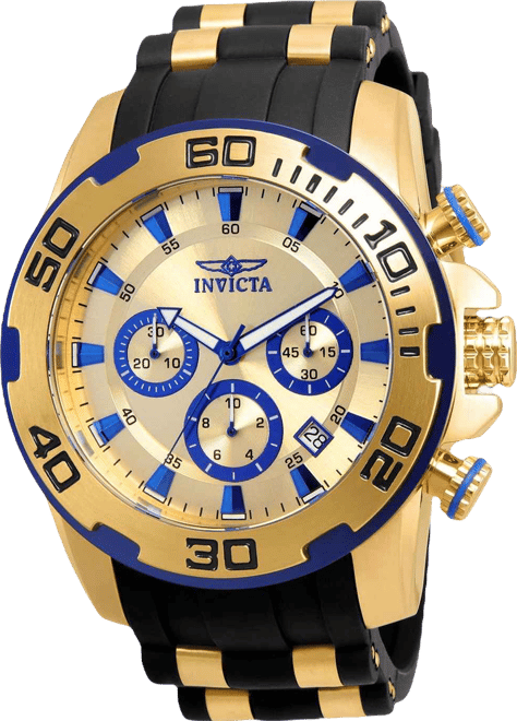Men's 22308 Pro Diver Scuba Quartz Chronograph Gold Dial Watch