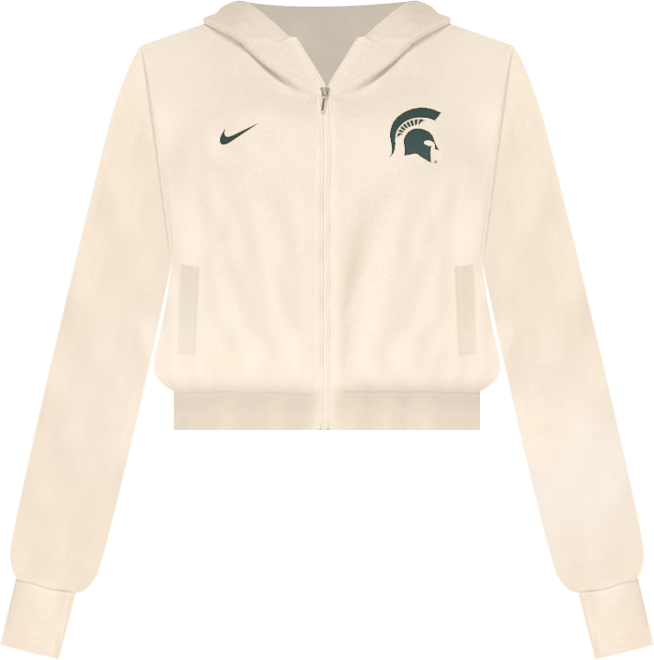 Women's Cream Michigan State Spartans Chill Midi Full-Zip Hoodie