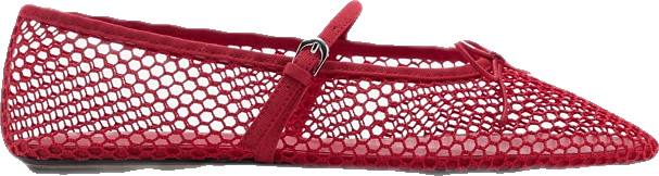 Women's Strap and Buckle Detail Mesh Ballet Flats