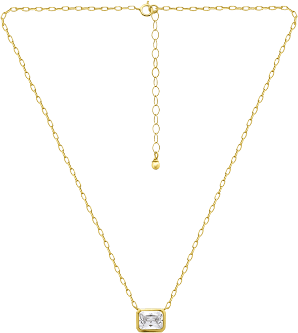 Cubic Zirconia Bezel Set Solitaire Pendant Necklace, 16" + 2" extender, Exclusively at Macy's