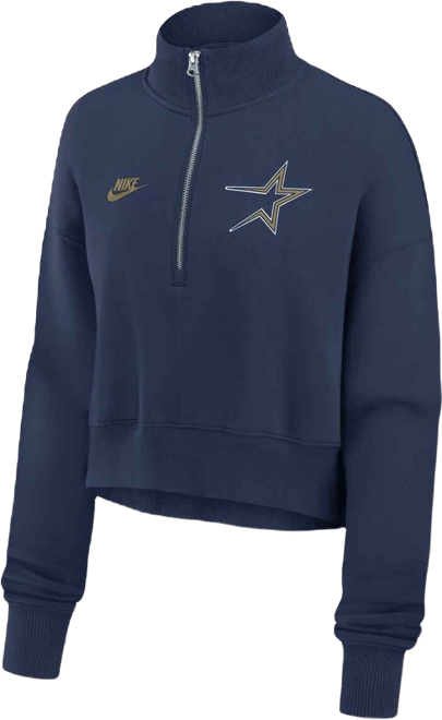 Women's Navy Houston Astros Cooperstown Collection Phoenix Fleece Half-Zip Sweatshirt