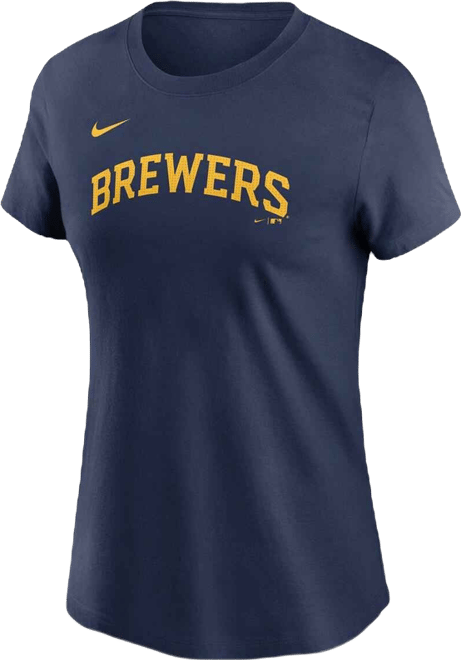 Women's Christian Yelich Navy Milwaukee Brewers Fuse Name Number T-Shirt