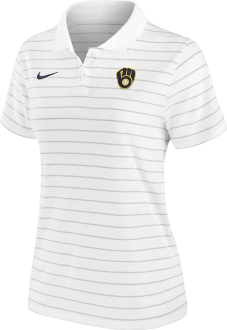 Women's White Milwaukee Brewers Authentic Collection Victory Performance Polo Shirt