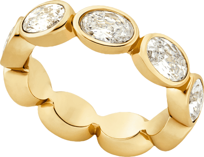 14K Gold-Plated Brass Oval Stone Tennis Ring