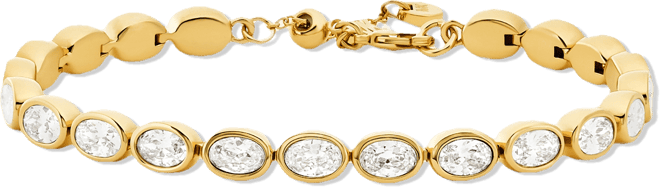 14K Gold-Plated Brass Bezel-Set Bracelet