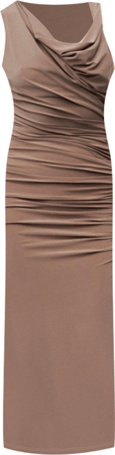 Women's Midi Dress with Gathered Detail