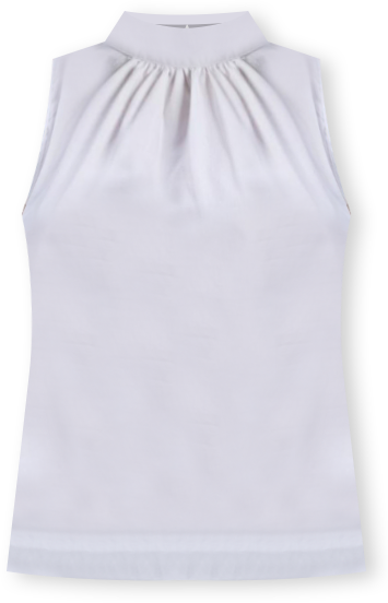 Women's High-Neck Top with Gathers in White