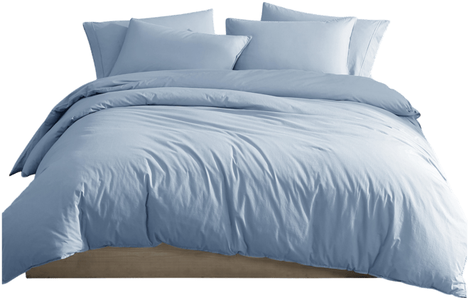 Washed Percale Cotton Solid 3 Piece Duvet Cover Set, King