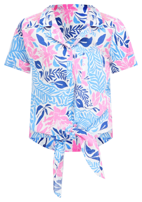 売れ筋商品|||チャータークラブ カットソー トップス レディース Women's 100% Linen Tie-Front Shirt, Created for Macy's Bright White Charter Club Women's Floral-Print 100% Linen Tie-Front Top