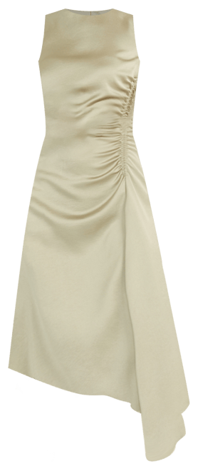 Women's Ruched Asymmetrical Midi Dress