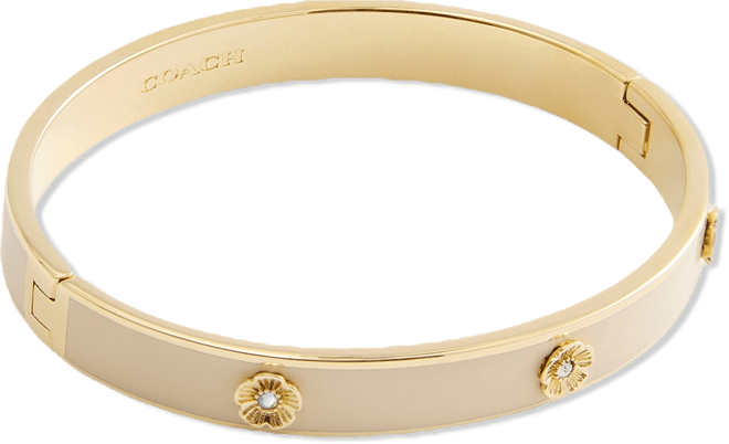 Signature Faux Stone Tea Rose Enamel Bangle Boxed Bracelet