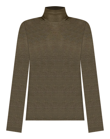 Stasia Merino Roll Neck Knit Jumper in Olive