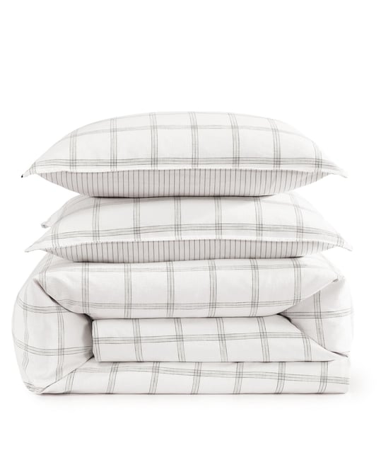 Modern Windowpane Faux Linen 3-Pc. Comforter Set, King