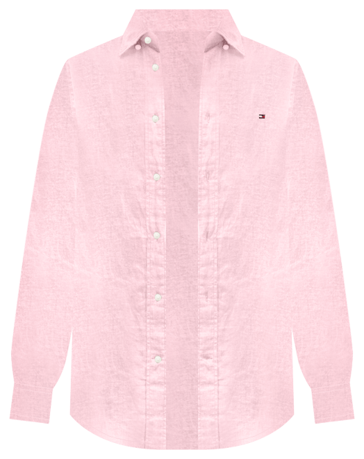 Men's Pigment-Dyed Linen Button-Down Long Sleeve Shirt