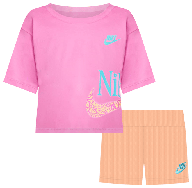 Nike Conjunto de playera y shorts Wild Flower Boxy infantil
